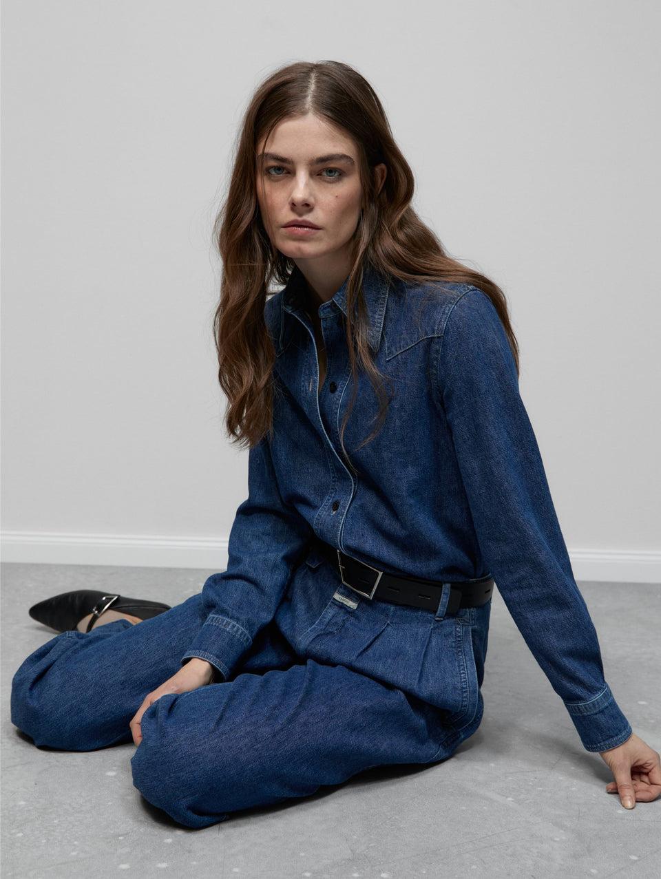 CLOSED Camicia Western in Denim Blu Negozi Online