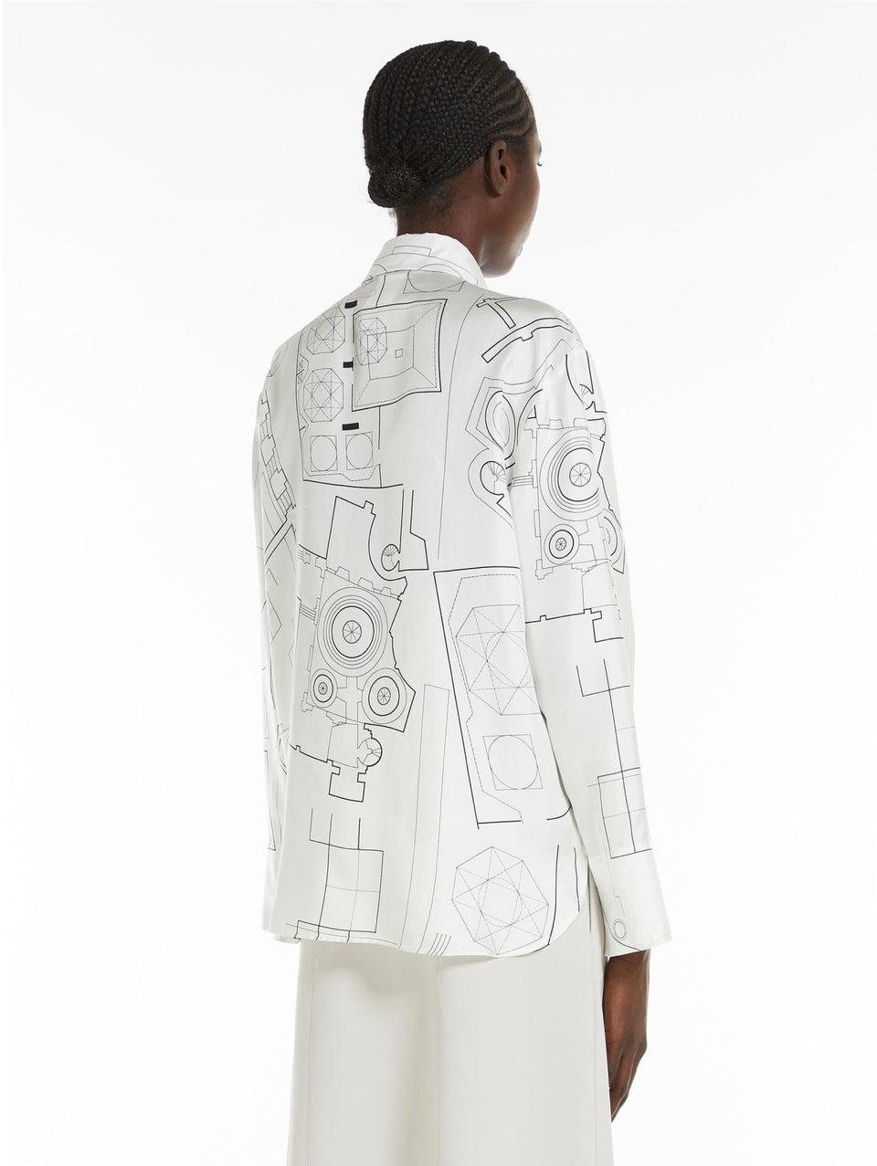 MAX MARA LEISURE Camicia in Seta Stampata Bianco Acquista Ora