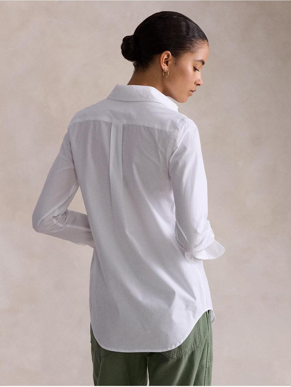 RALPH LAUREN Camicia Slim Fit in Popeline di Cotone Bianco Fino Al -60%