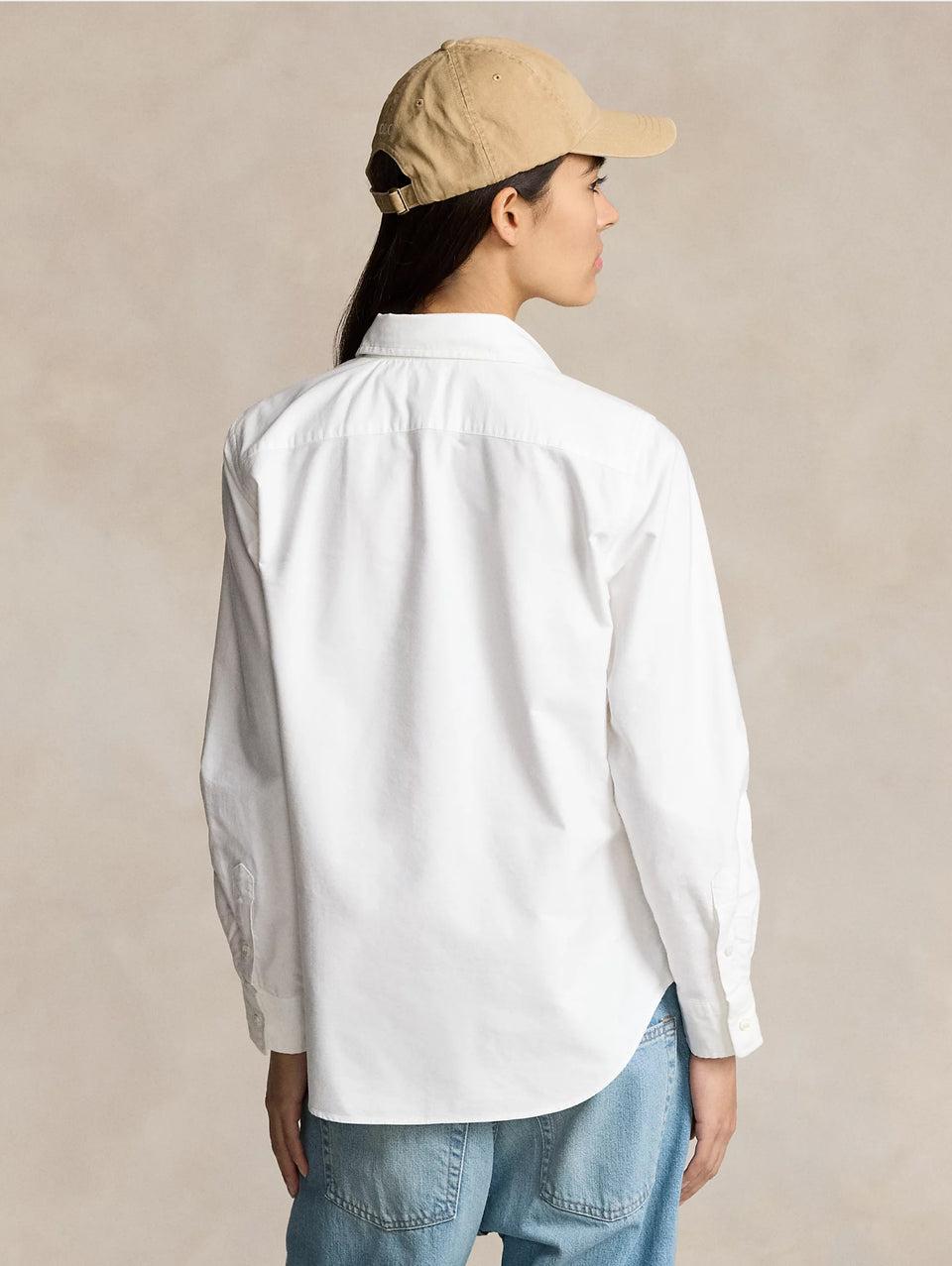 RALPH LAUREN Camicia Slim Fit in Oxford Bianco Prezzo Ridotto
