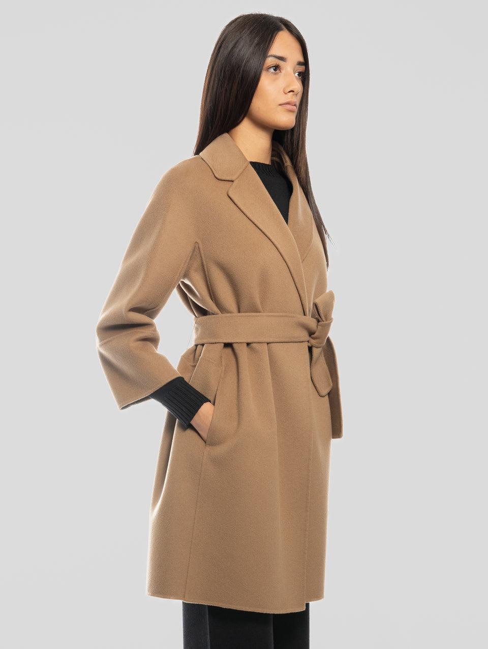 MAX MARA Cappotto Cucito a Mano in Doppio di Lana Arona Cammello Outlet