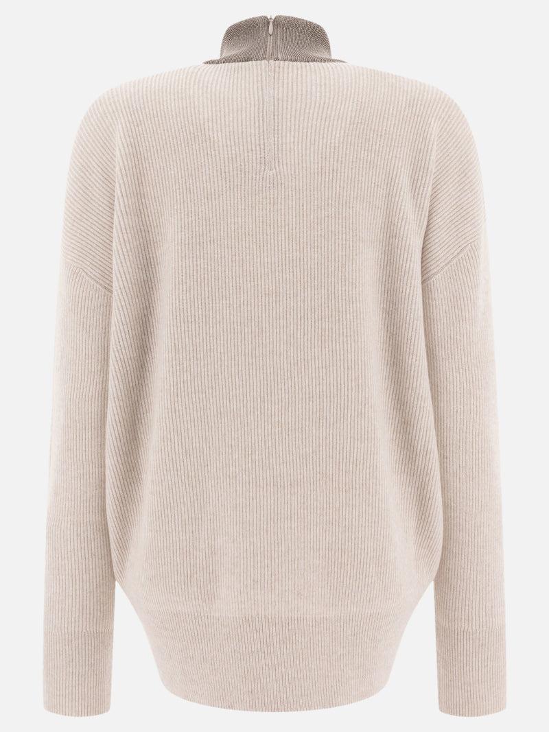 Vietti Brunello Cucinelli Maglione in cashmere con Precious Ribbed Collar Consegna Veloce
