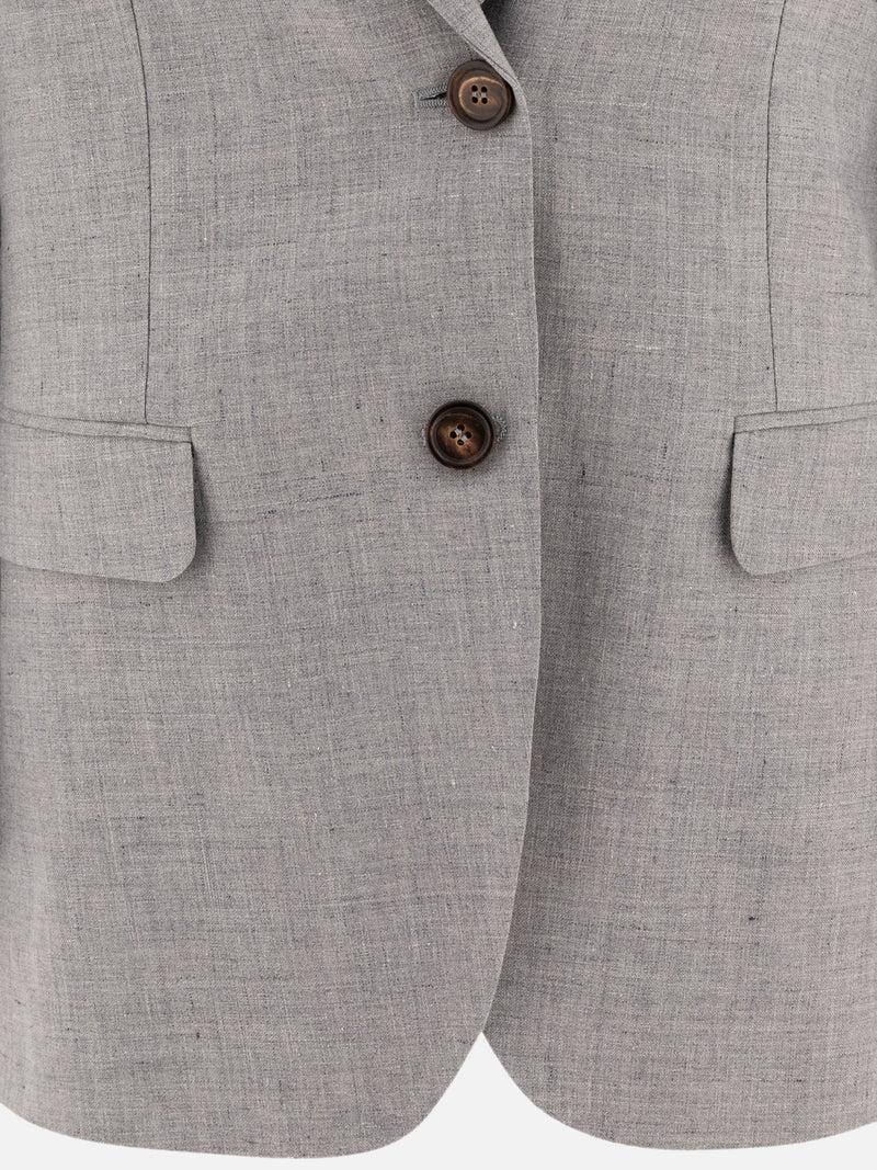 Vietti Brunello Cucinelli Blazer in canvas di lino e lana con monile Promozione Limitata