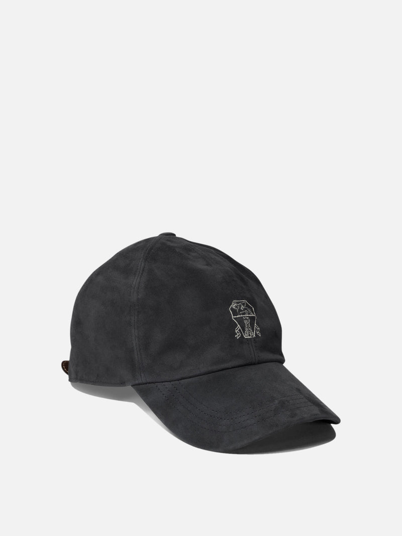 Vietti Brunello Cucinelli Cappello da baseball in camoscio leggero con logo ricamato Promozione