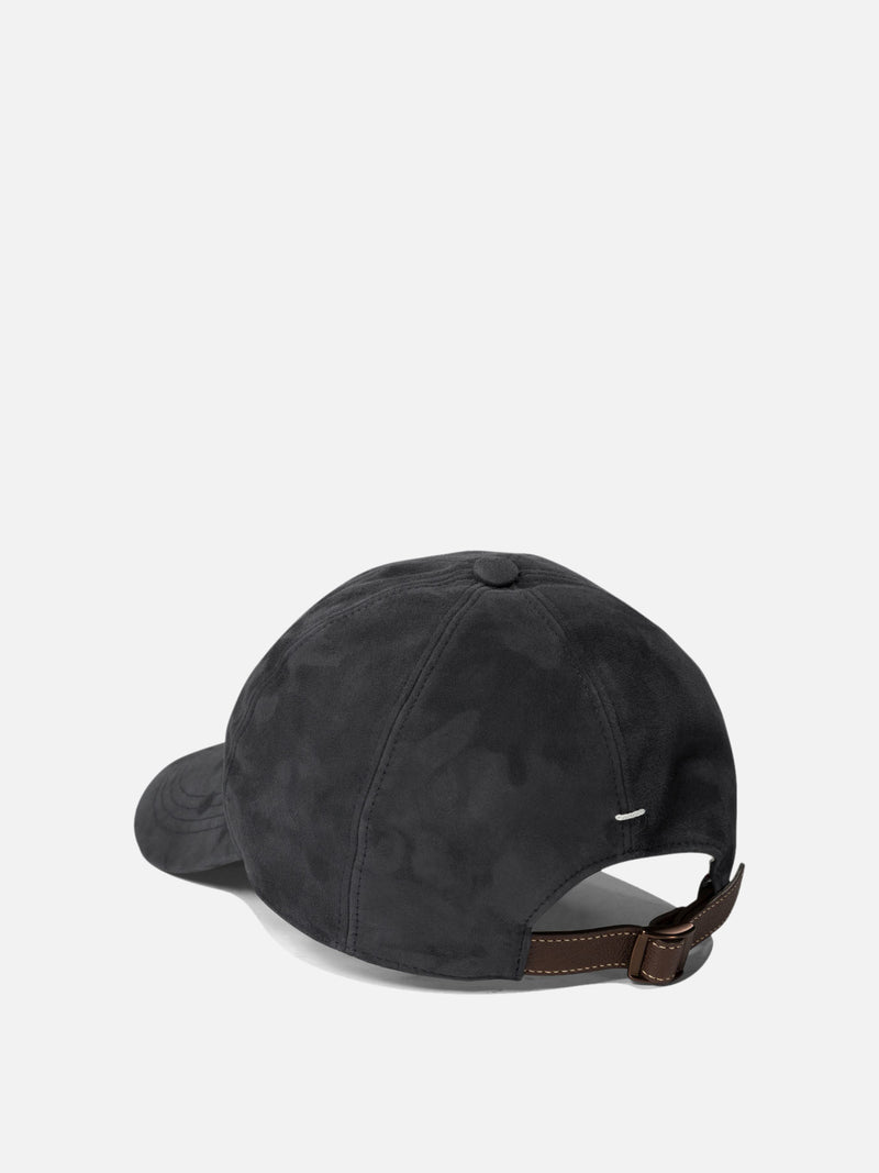Vietti Brunello Cucinelli Cappello da baseball in camoscio leggero con logo ricamato Promozione