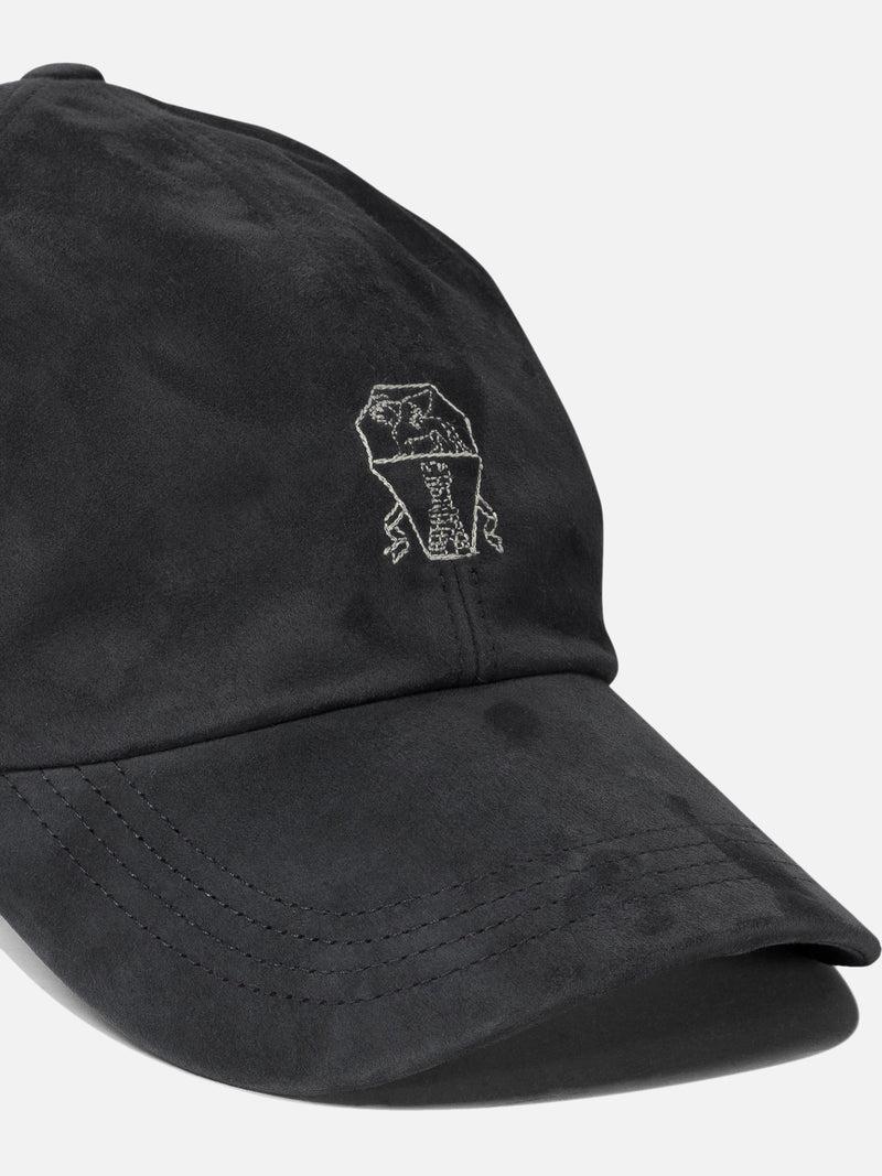 Vietti Brunello Cucinelli Cappello da baseball in camoscio leggero con logo ricamato Promozione