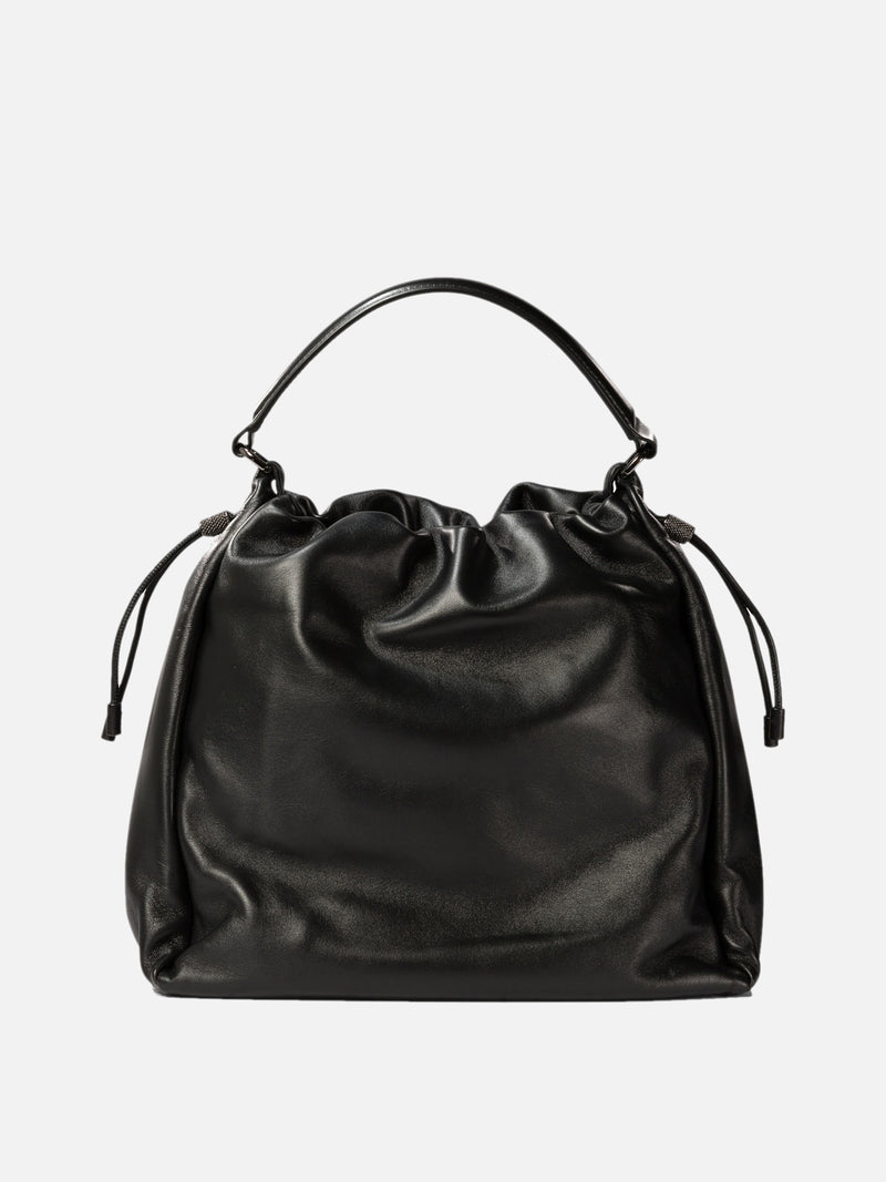 Vietti Brunello Cucinelli Borsa bucket in pelle Soft con monile Nuovo