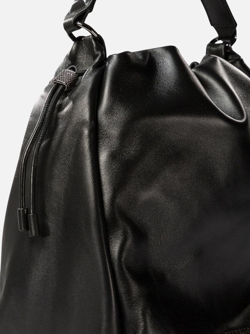 Vietti Brunello Cucinelli Borsa bucket in pelle Soft con monile Nuovo