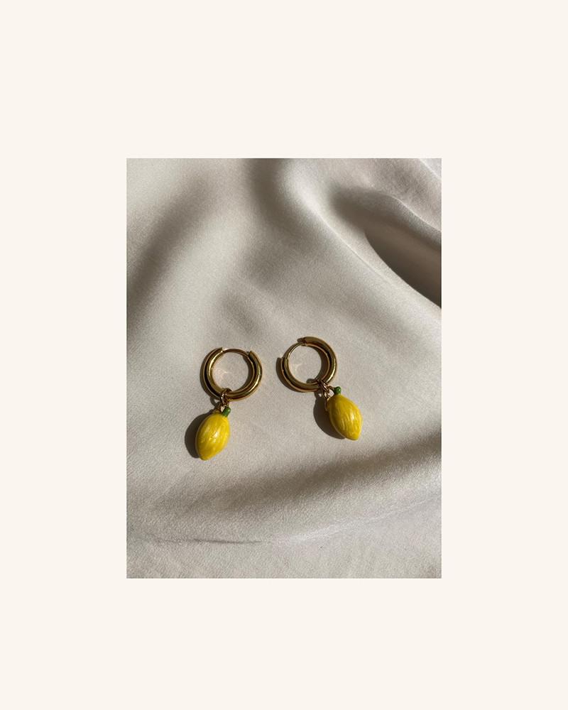 Y'am Capri Lemons hoop earrings - small size Sconto