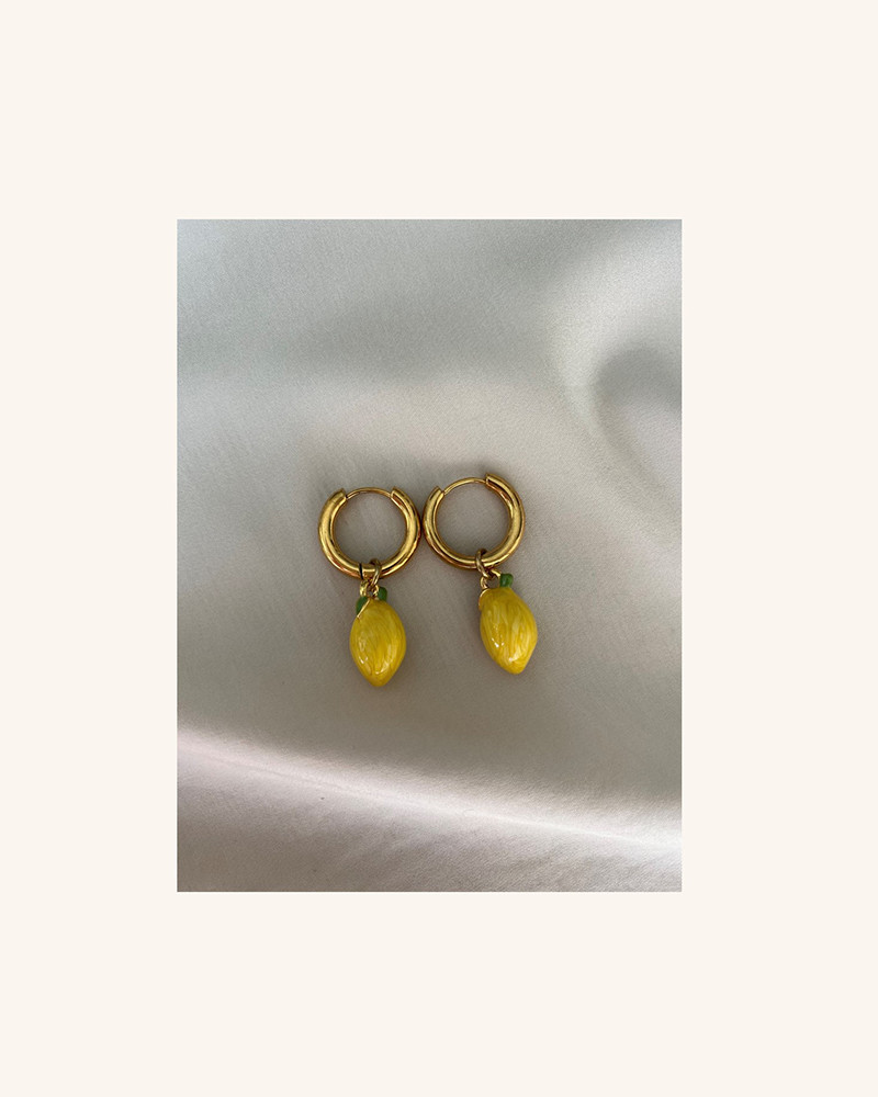 Y'am Capri Lemons hoop earrings - small size Sconto