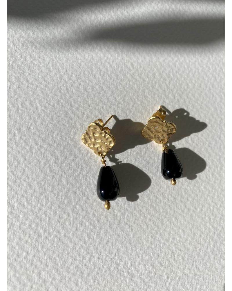 Y'am Capri Y'AM mini stud earrings with black stone Soddisfazione Garantita