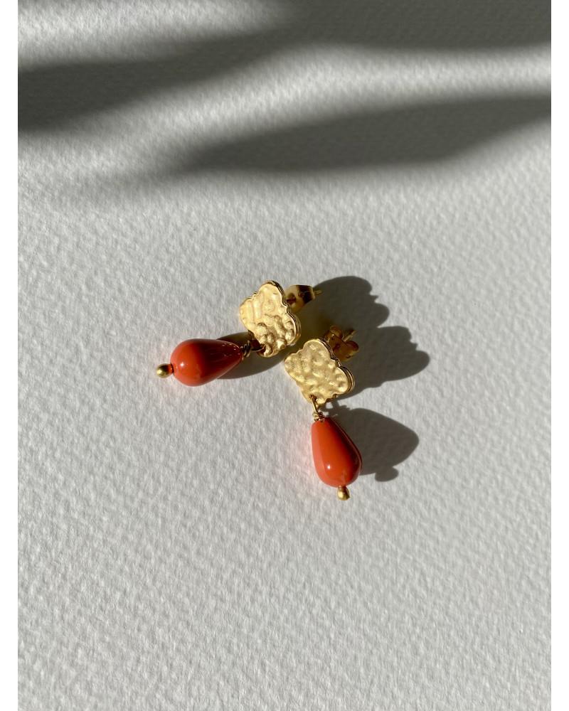 Y'am Capri Y'AM mini stud earrings with red coral paste Qualità Garantita