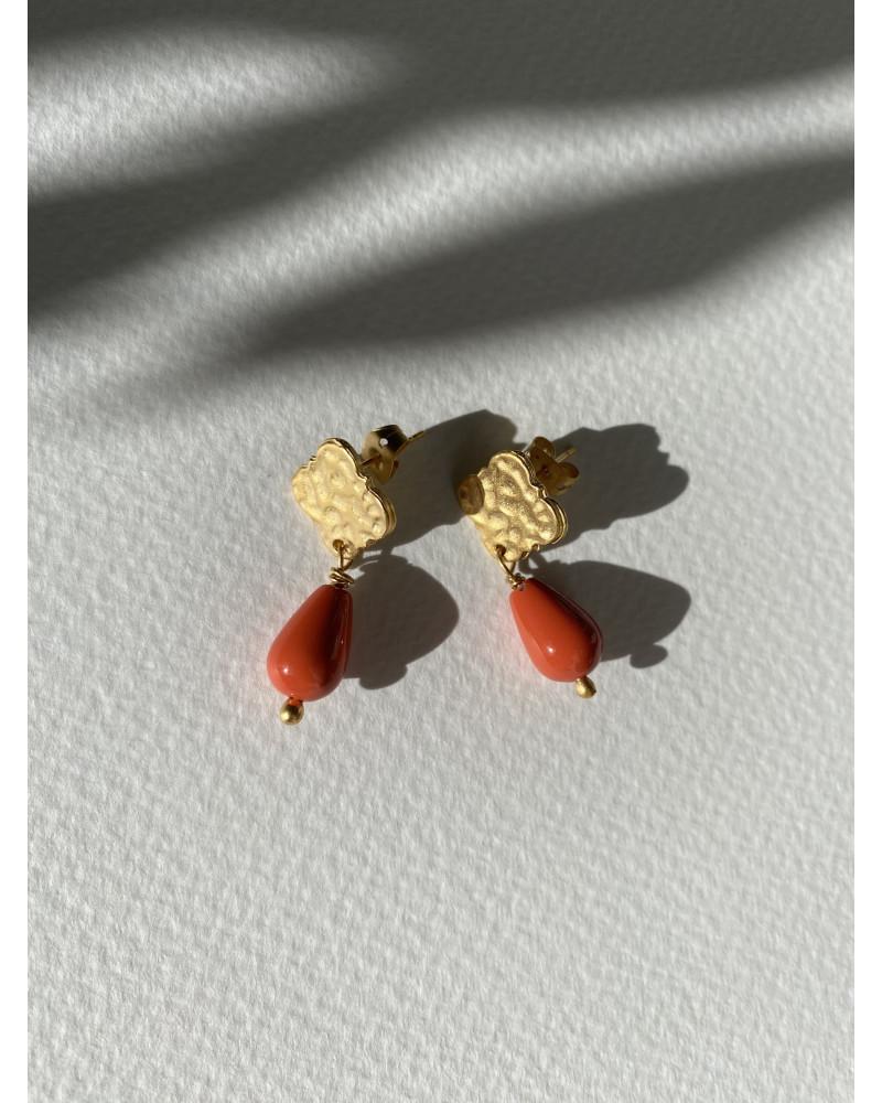 Y'am Capri Y'AM mini stud earrings with red coral paste Qualità Garantita