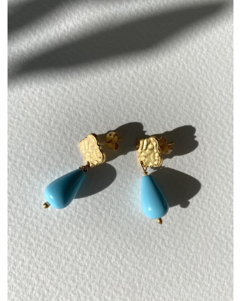 Y'am Capri Y'AM mini stud earrings with turquoise paste Negozi Online