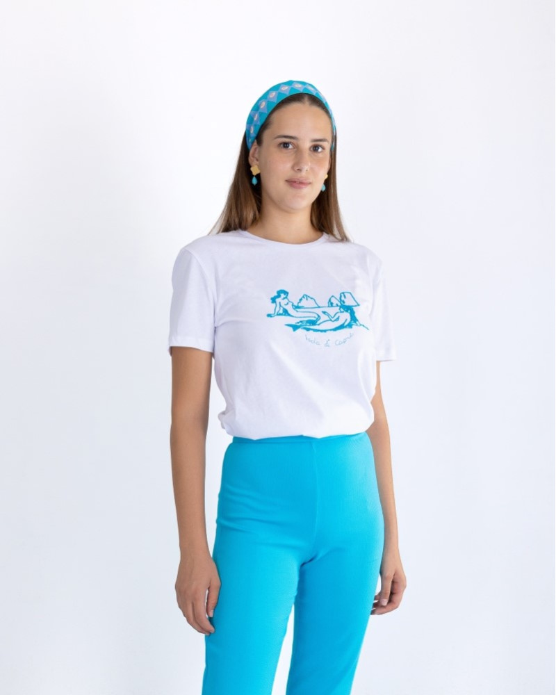 Y'am Capri Sirene di Capri embroidered T-shirt Donna Vendite Flash