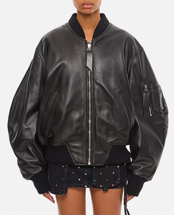 The Attico ANJA BOMBER IN PELLE Presa