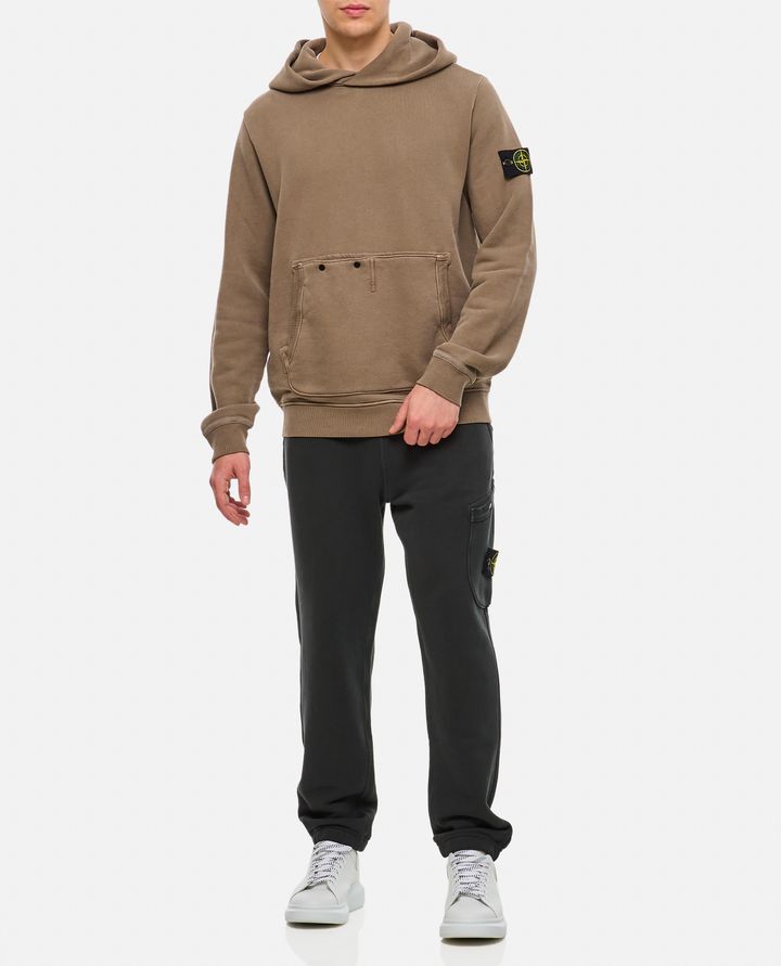 Stone Island FELPA IN COTONE ORGANICO DIAGONALE EFFETTO 'OLD' In Linea