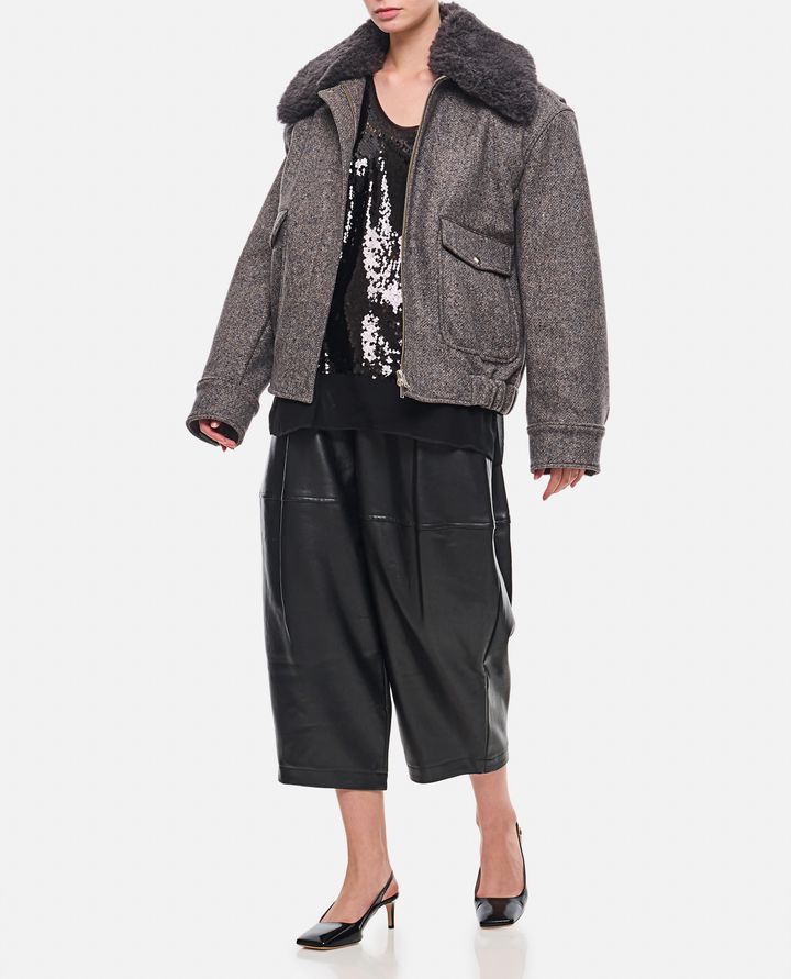 Stella McCartney GIACCA CON ZIP E PROFILI IN LANA TEDDY Vendite Flash