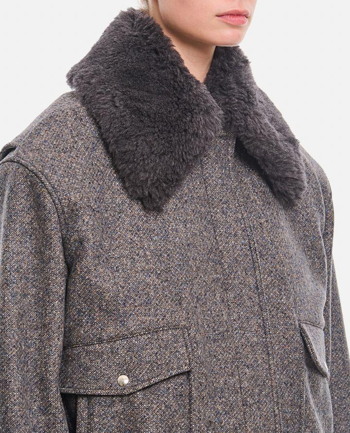 Stella McCartney GIACCA CON ZIP E PROFILI IN LANA TEDDY Vendite Flash
