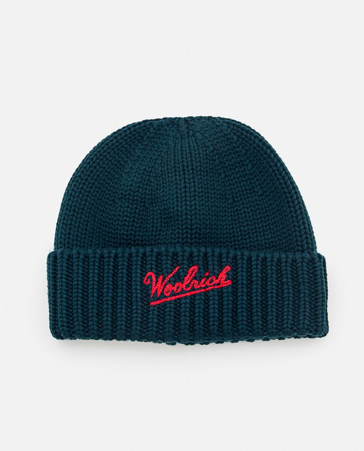 Woolrich MERINO WOOL LOGO BEANIE Negozio online di fabbrica