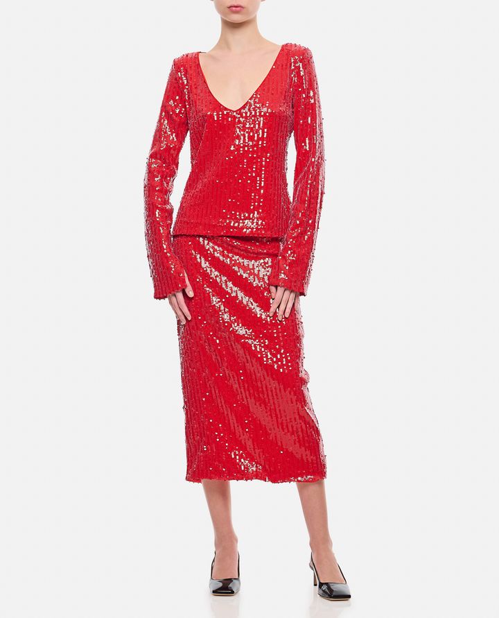 Rotate Birger Christensen GONNA MIDI A TUBO CON PAILLETTES Ritorno libero