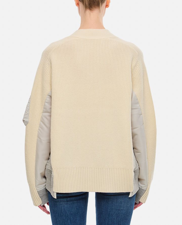 Sacai MCARDIGAN IN LANA E TWILL DI NYLON Promozione temporanea
