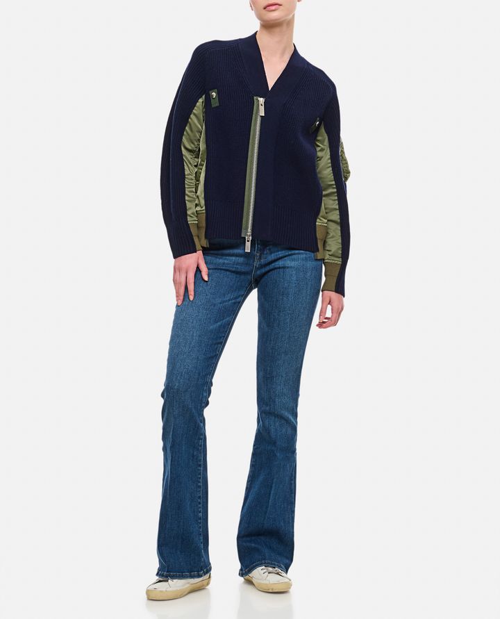 Sacai CARDIGAN IN LANA E TWILL DI NYLON Sostegno trimestrale