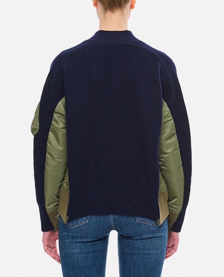 Sacai CARDIGAN IN LANA E TWILL DI NYLON Sostegno trimestrale
