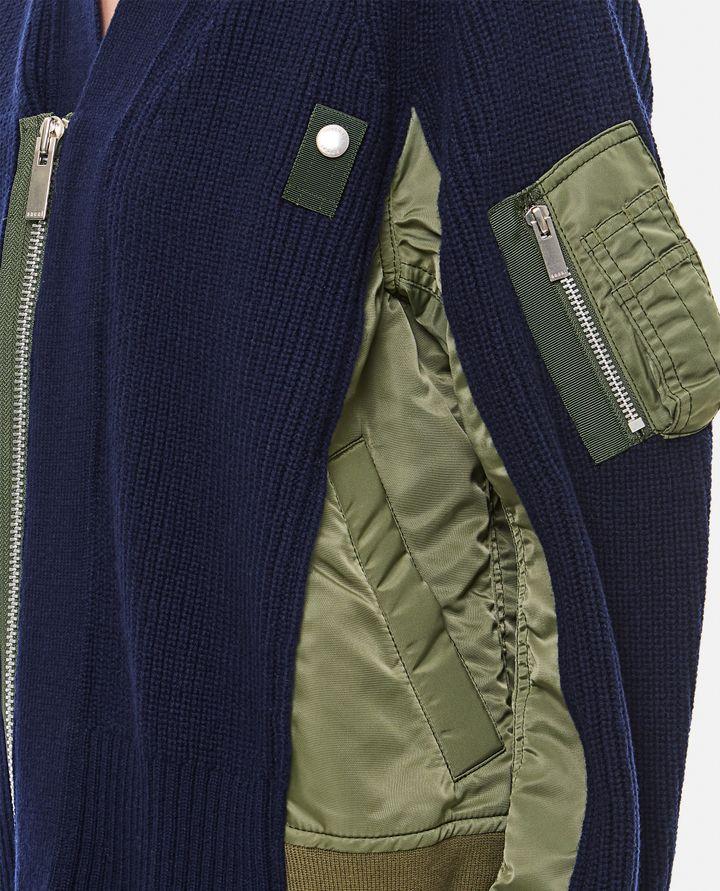 Sacai CARDIGAN IN LANA E TWILL DI NYLON Sostegno trimestrale