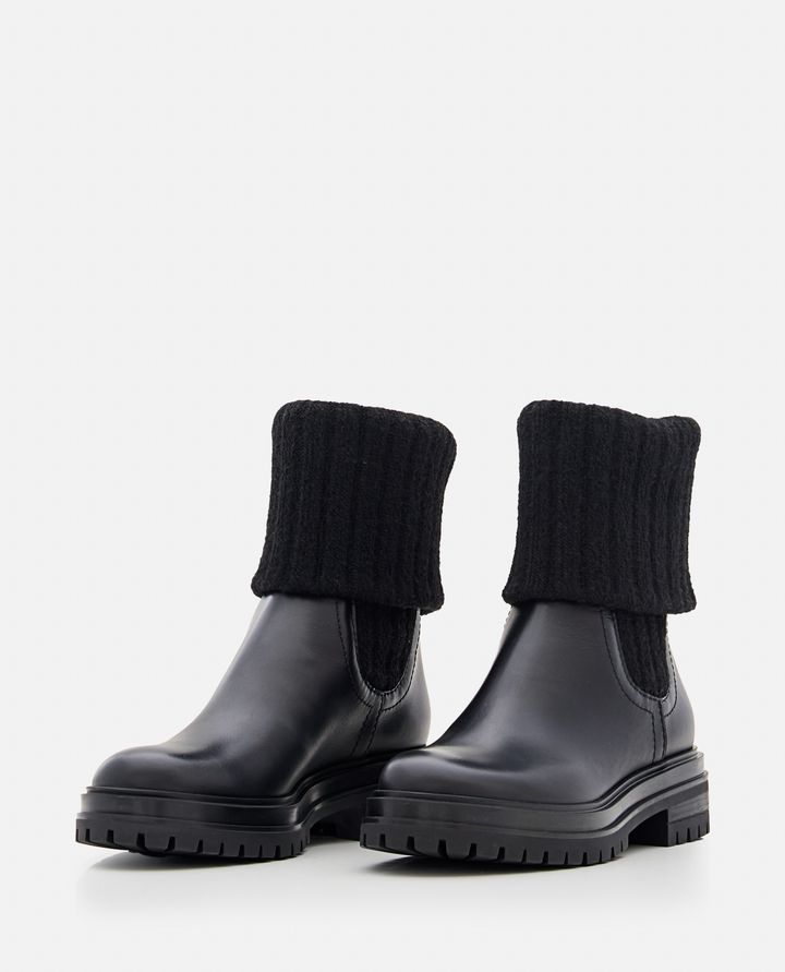 Gianvito Rossi STIVALETTI IN PELLE E MAGLIA Sottocosto