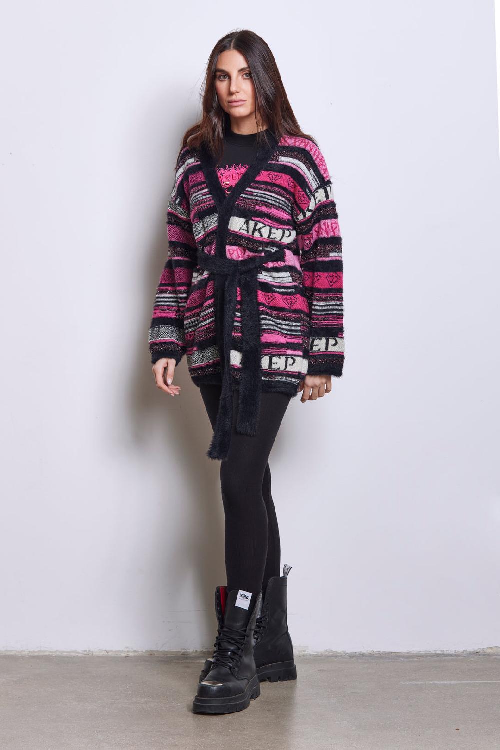Akep CARDIGAN JACQUARD CON CINTURA - CAPSULE "AKEP X PINK PANTER" Online