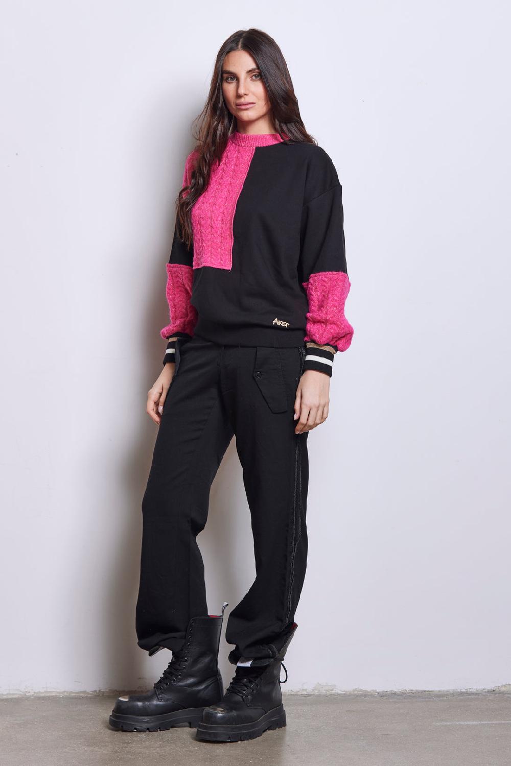 Akep FELPA GIROCOLLO CON INSERTI IN MAGLIA - CAPSULE "AKEP X PINK PANTER" Outlet