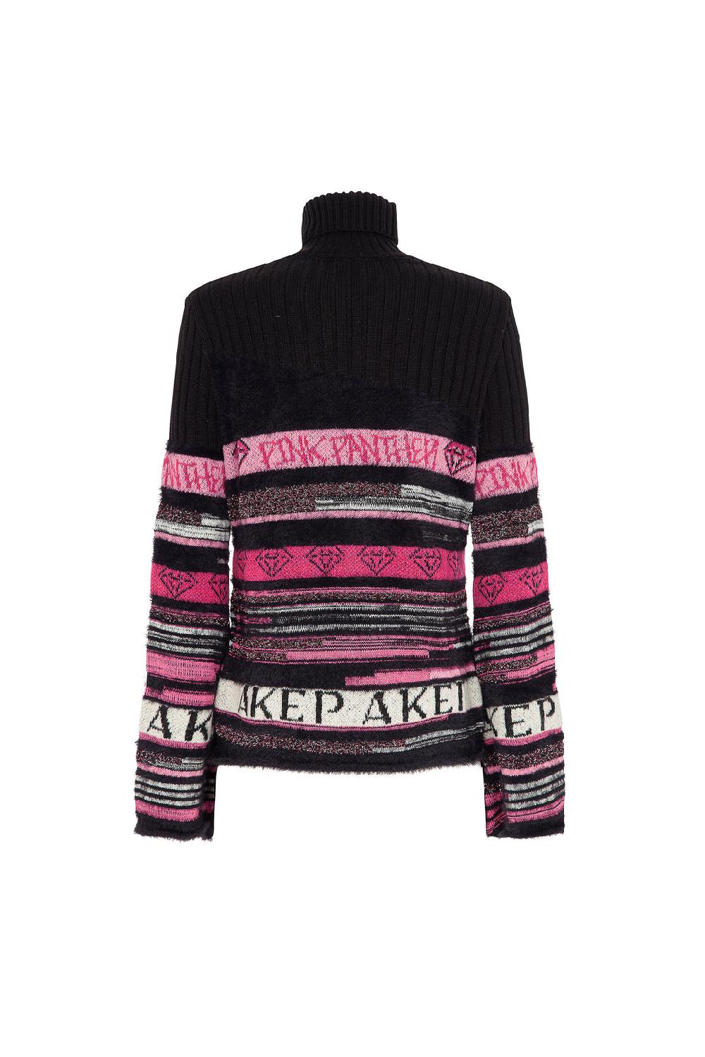 Akep MAGLIONE A COLLO ALTO JACQUARD FANTASIA A RIGHE - CAPSULE "AKEP X PINK PANTER" Saldi
