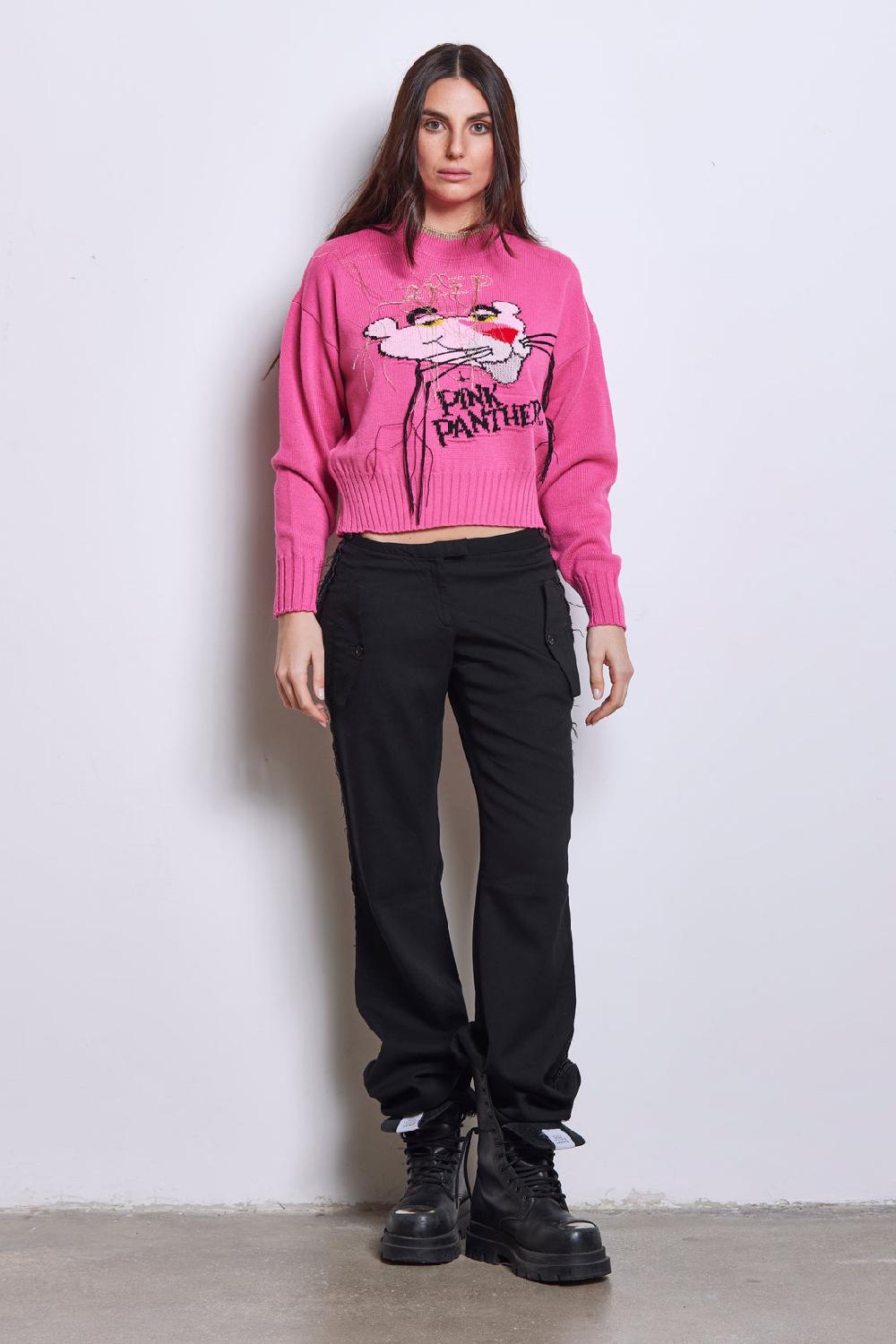 Akep MAGLIONE CROPPED A GIROCOLLO - CAPSULE "AKEP X PINK PANTER" Offerte