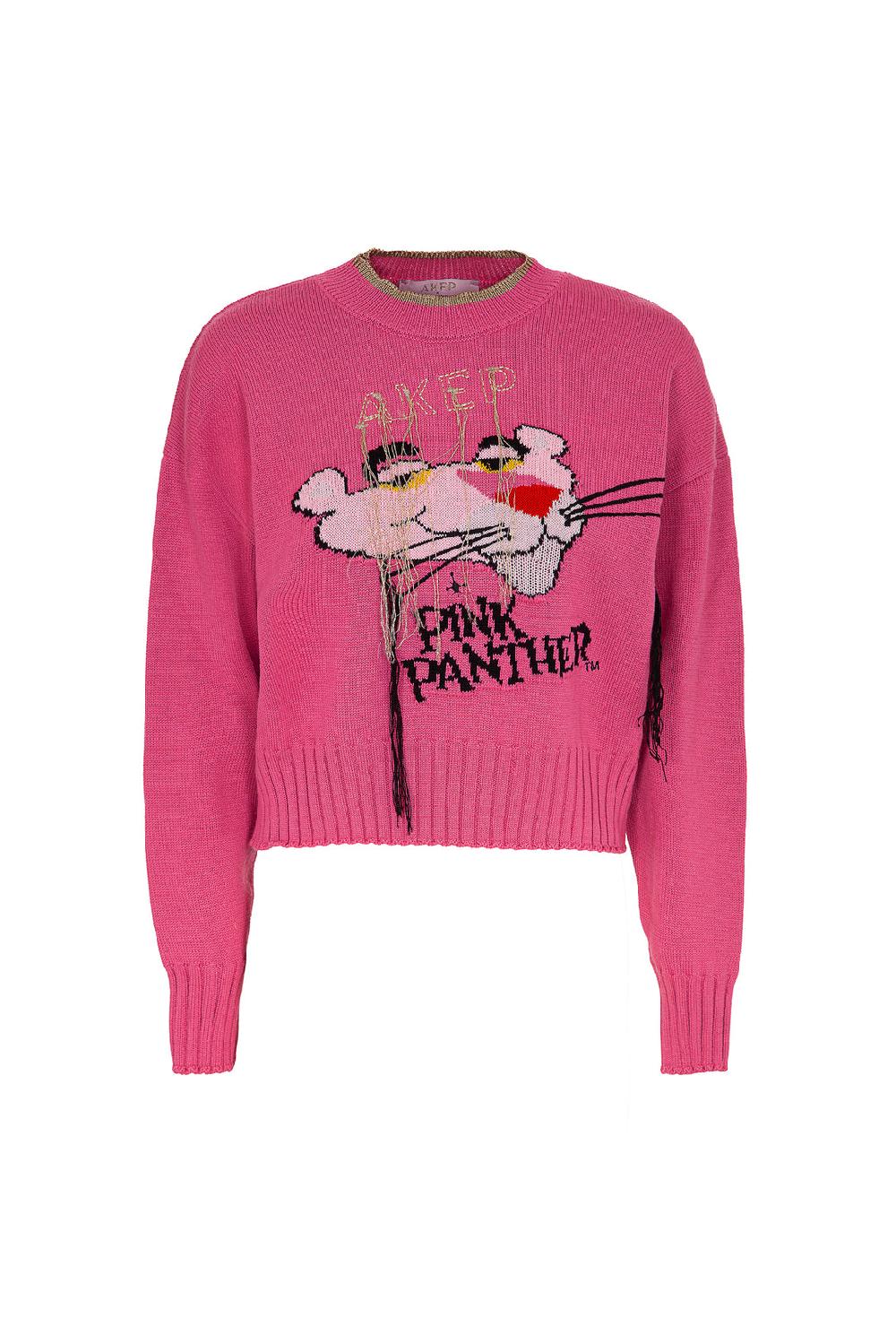 Akep MAGLIONE CROPPED A GIROCOLLO - CAPSULE "AKEP X PINK PANTER" Offerte