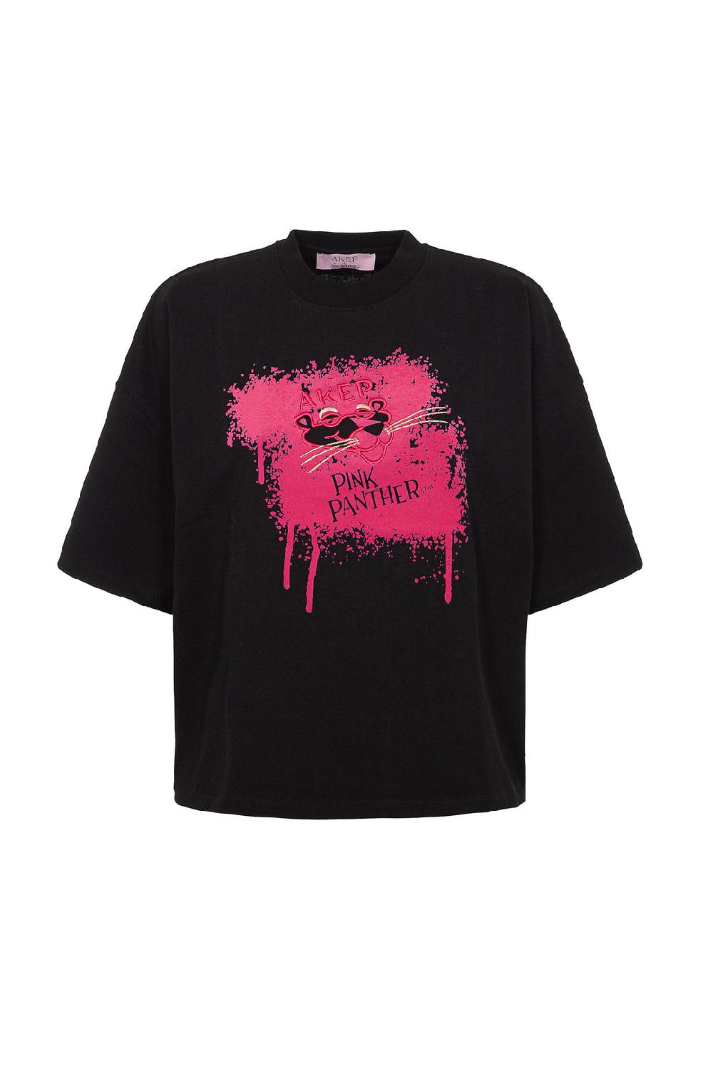 Akep T-SHIRT OVERSIZE CON STAMPA FLOCK - CAPSULE "AKEP X PINK PANTER" Vendita Economica