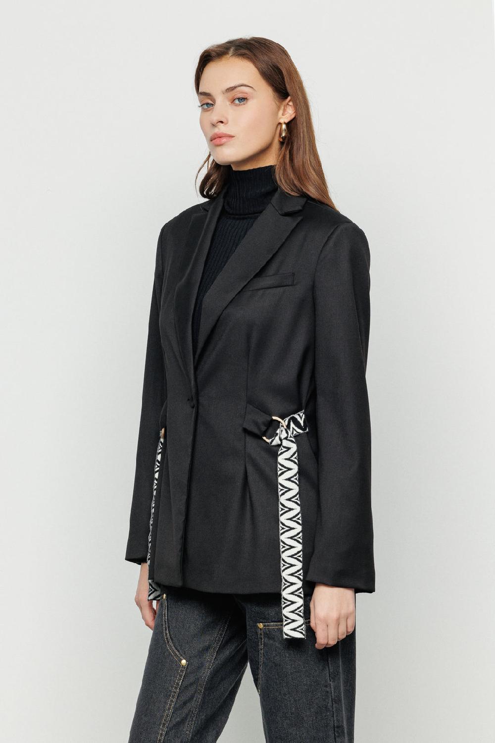 Akep BLAZER AKEP IN FRESCO LANA CON CINTURA IN MAGLIA JACQUARD Moda