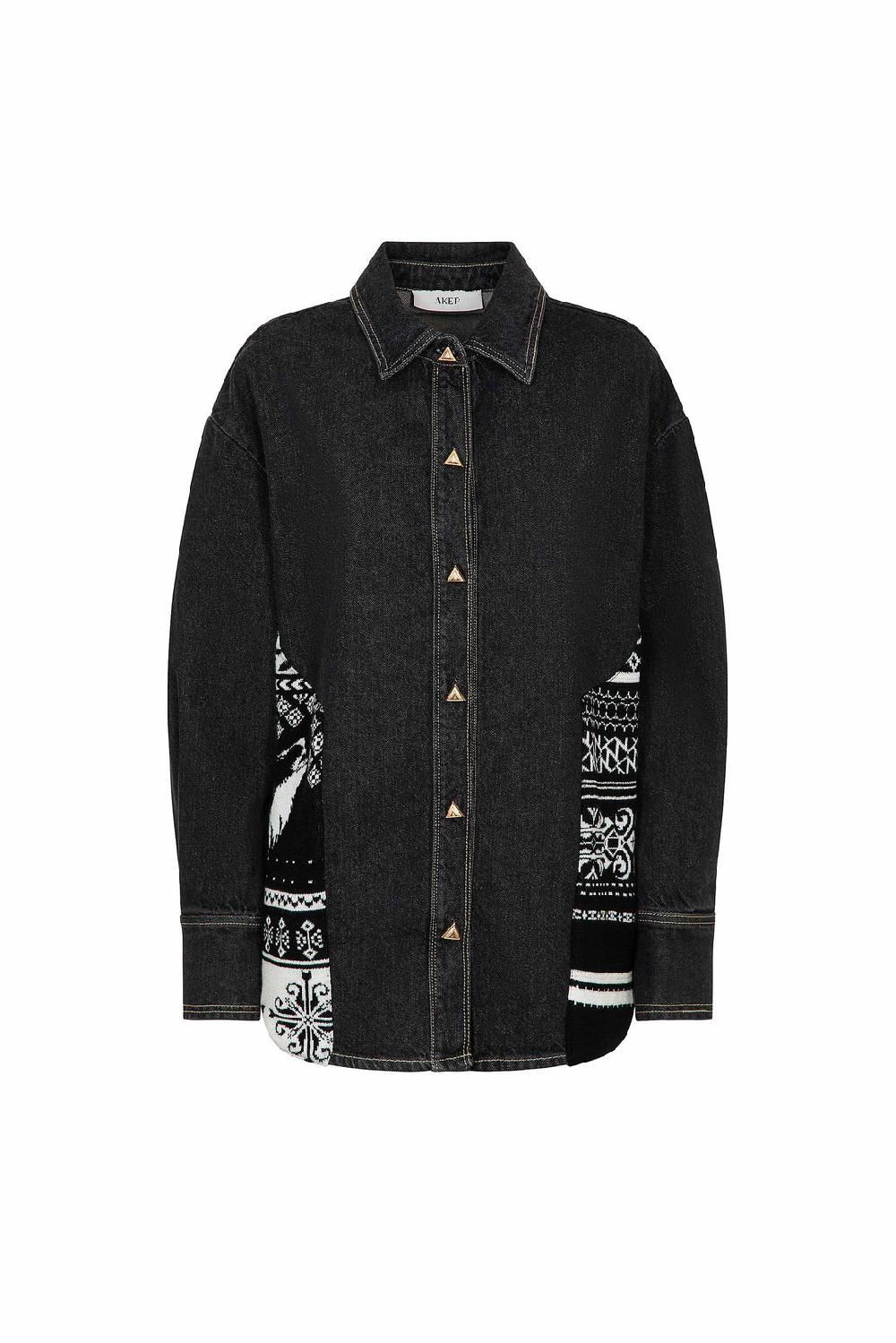 Akep CAMICIA IN DENIM AKEP CON INSERTI IN MAGLIERIA In Linea