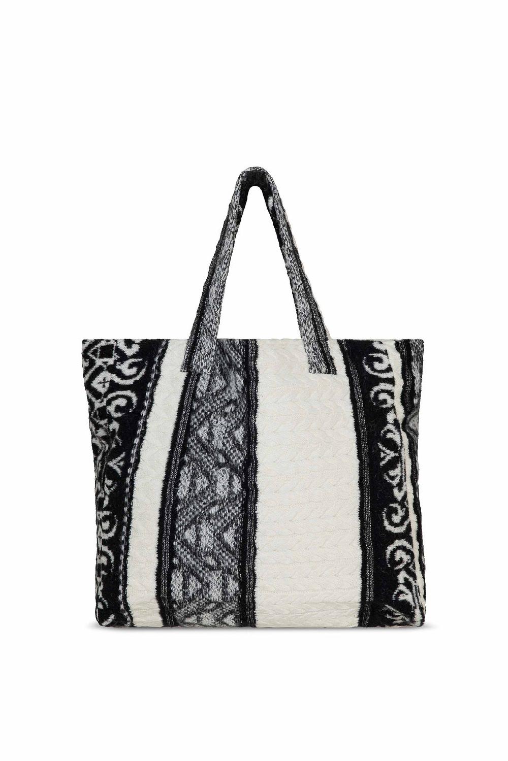 Akep SHOPPING BAG AKEP MISTO LANA JACQUARD WHITE&BLACK Qualità Garantita