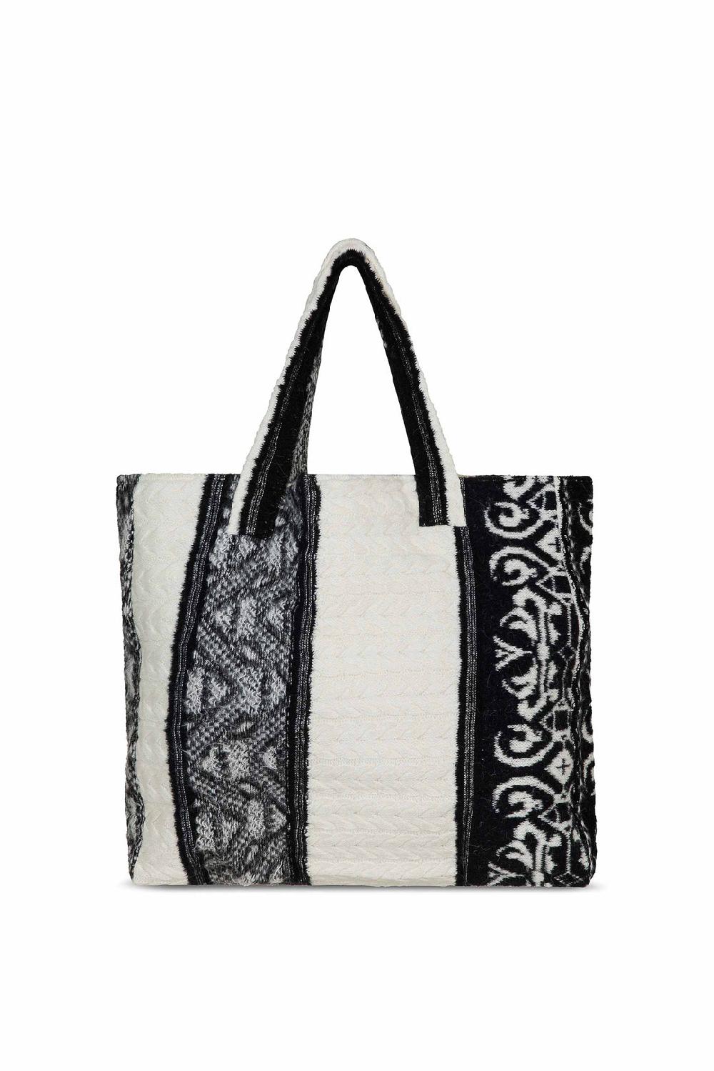 Akep SHOPPING BAG AKEP MISTO LANA JACQUARD WHITE&BLACK Qualità Garantita