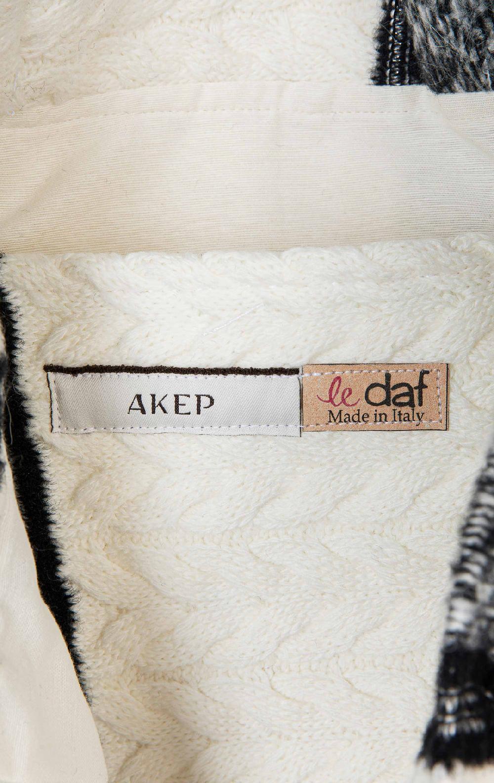 Akep SHOPPING BAG AKEP MISTO LANA JACQUARD WHITE&BLACK Qualità Garantita