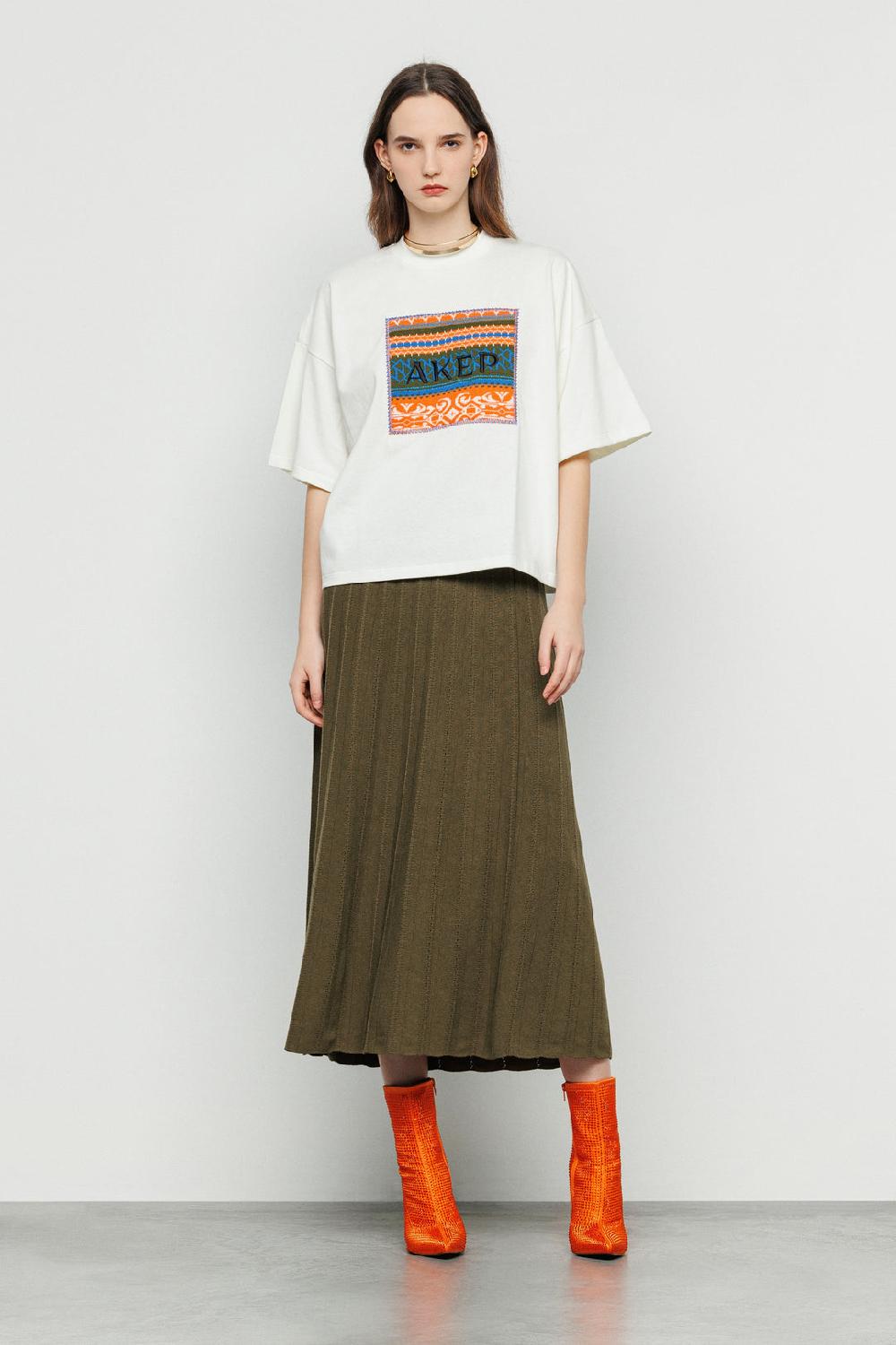 Akep T-SHIRT AKEP OVERSIZE CON APPLICAZIONE JACQUARD SUL DAVANTI Acquista Ora