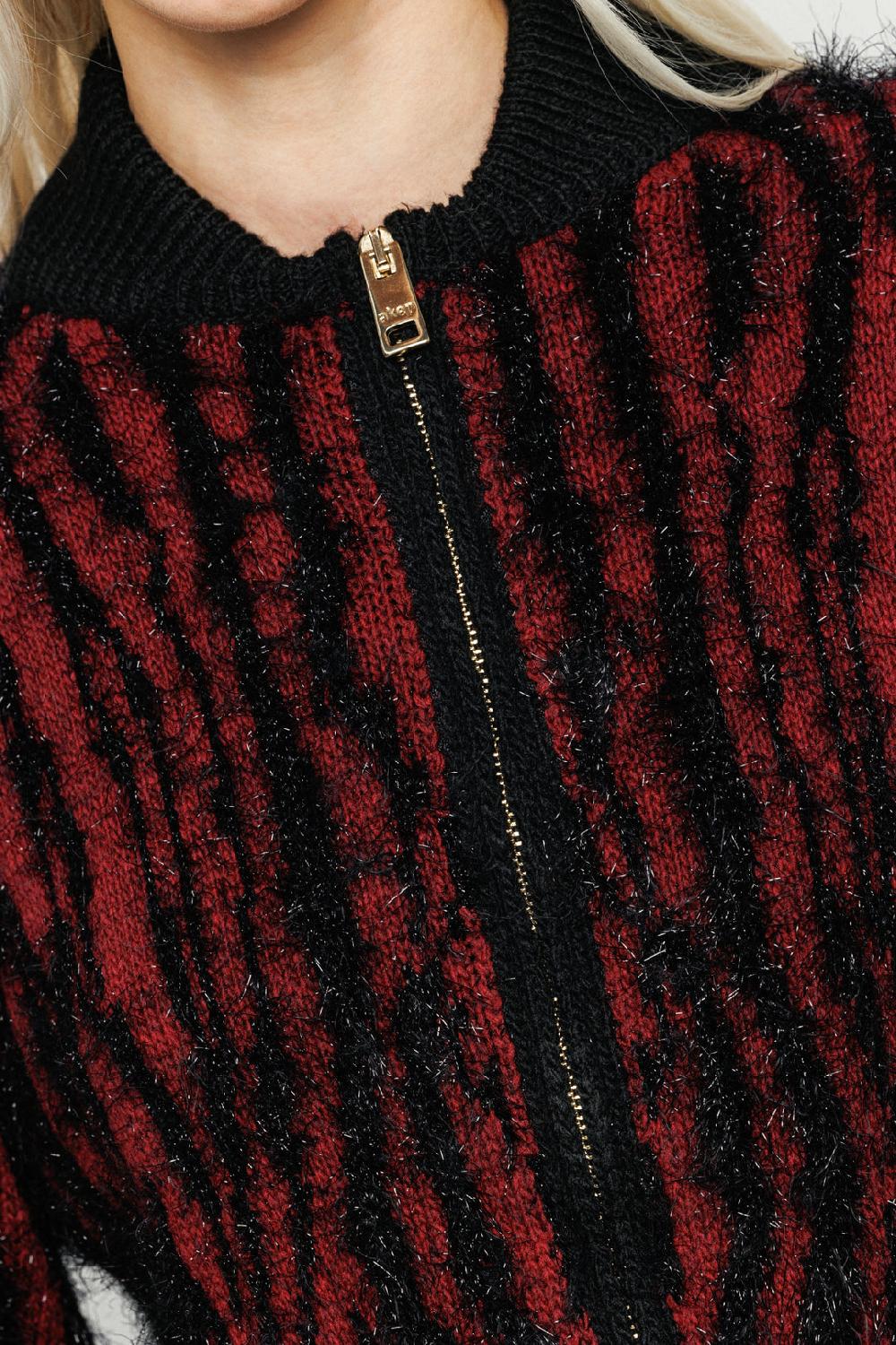 Akep CARDIGAN AKEP CON FULL ZIP ZEBRATA DETTAGLI IN LUREX Promozione Limitata