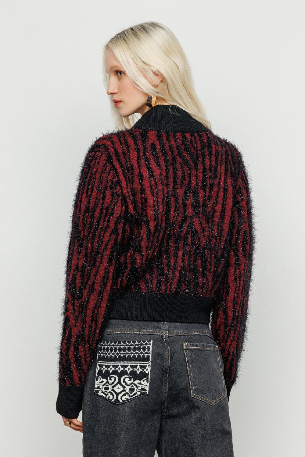 Akep CARDIGAN AKEP CON FULL ZIP ZEBRATA DETTAGLI IN LUREX Promozione Limitata