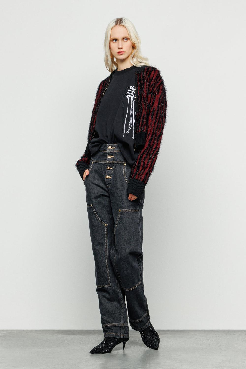 Akep CARDIGAN AKEP CON FULL ZIP ZEBRATA DETTAGLI IN LUREX Promozione Limitata