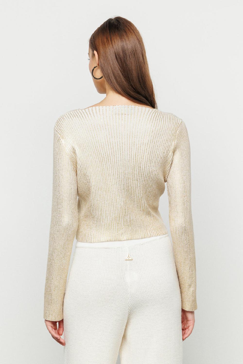 Akep CARDIGAN AKEP IN COSTINA LAMINATA CON CHIUSURA SPILLA GIOIELLO Fino Al -60%