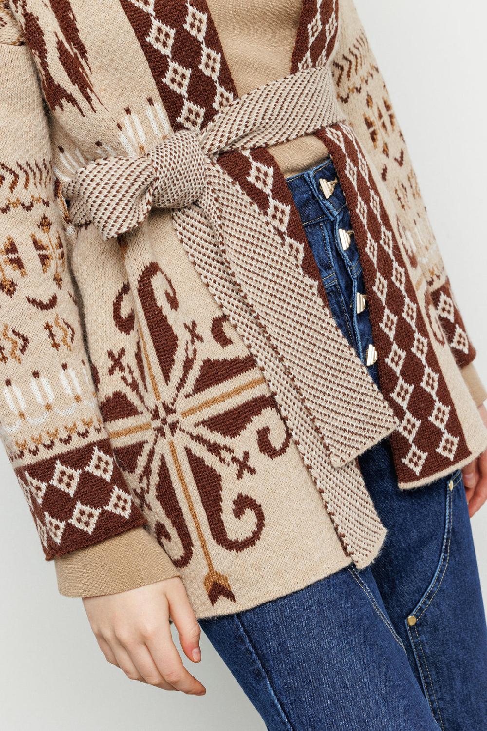 Akep CARDIGAN AKEP IN JACQUARD CON CINTURA Shopping Online