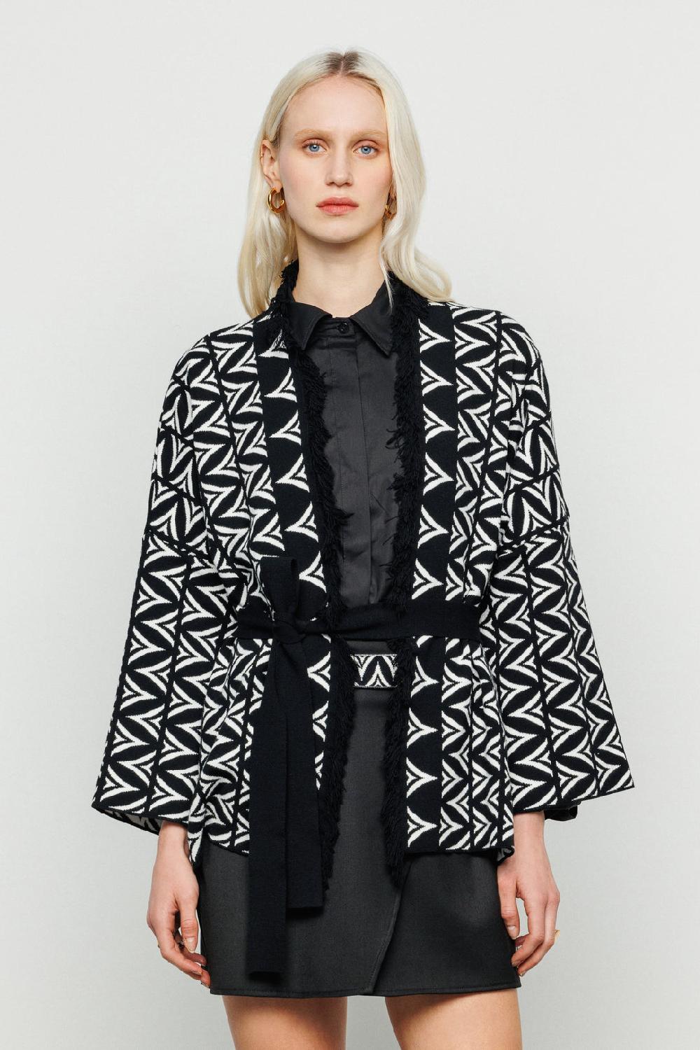 Akep CARDIGAN AKEP JACQUARD FANTASIA ALLOVER LOGOMANIA Affare Del Giorno