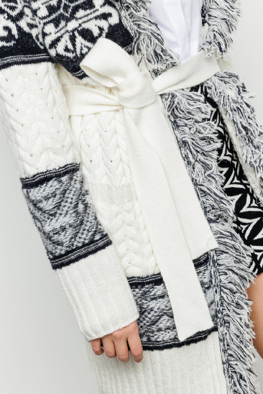 Akep CARDIGAN MIDI AKEP LAVORAZIONE A TRECCE IN JACQUARD CON CINTURA Novità