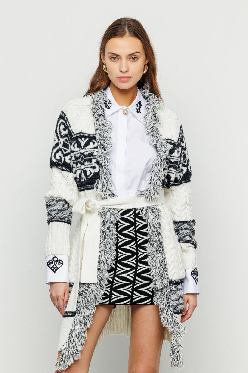Akep CARDIGAN MIDI AKEP LAVORAZIONE A TRECCE IN JACQUARD CON CINTURA Novità